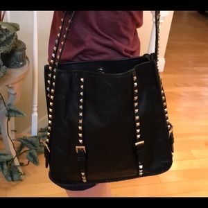 Valentino Black Nappa Leather Rockstud Shopper